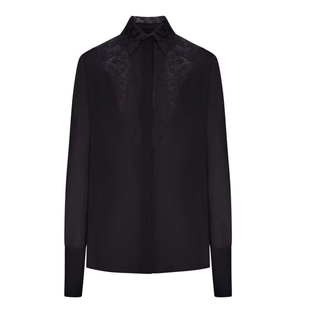 Fendi Women Georgette Shirt With Lace Inserts